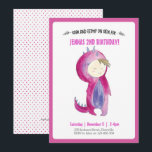 Kids Dinossaur Girl Birthday Convite<br><div class="desc">Este adorável convite de aniversário de aquarela apresenta uma menina bonita vestida como um dinossauro. Todos os detalhes são personalizáveis. Outras cores disponíveis.</div>