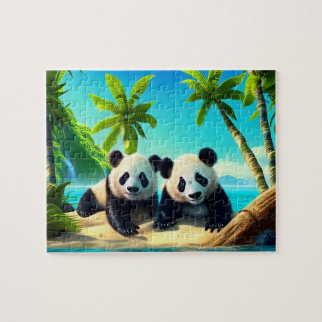 Kids Giant Pandas Jigsee Quebra-cabeça - Tropical (Horizontal)