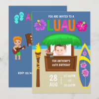 Kids Hawaiian Luau Party adiciona foto convite