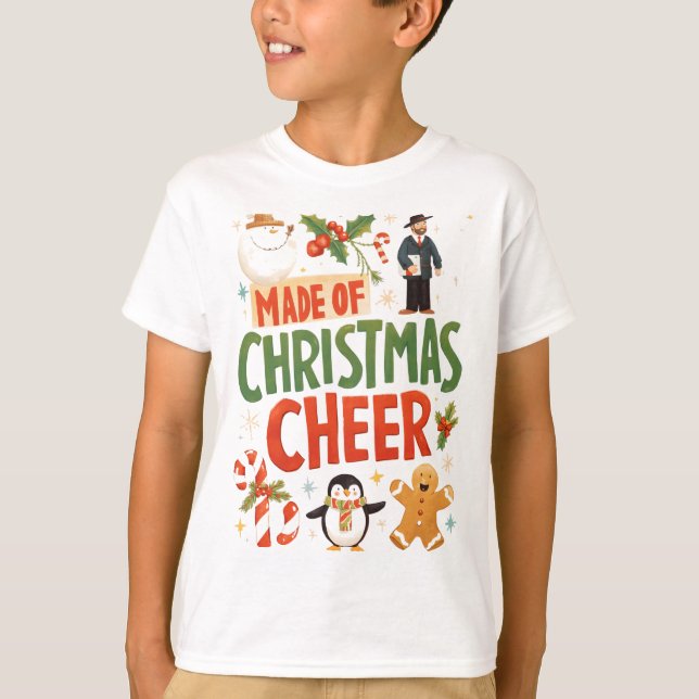 Kids Made of Christmas Cheer Festive T-Shirt (Frente)