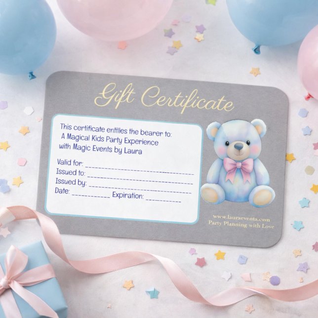 Kids Party Planner Pastel Teddy Bear Logotipo QR (Criador carregado)