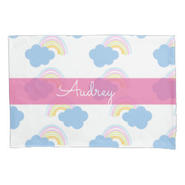 Kids Rainbow Cloud Doodle Caso de Travesseiro Padr