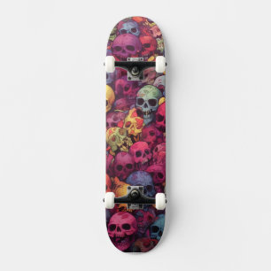 Kids Rainbow Skulls Skateboard Por Claire Firley