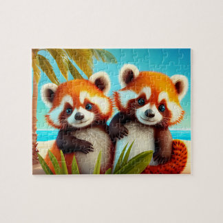 Kids Red Pandas Jigsee Quebra-cabeça - Tropical