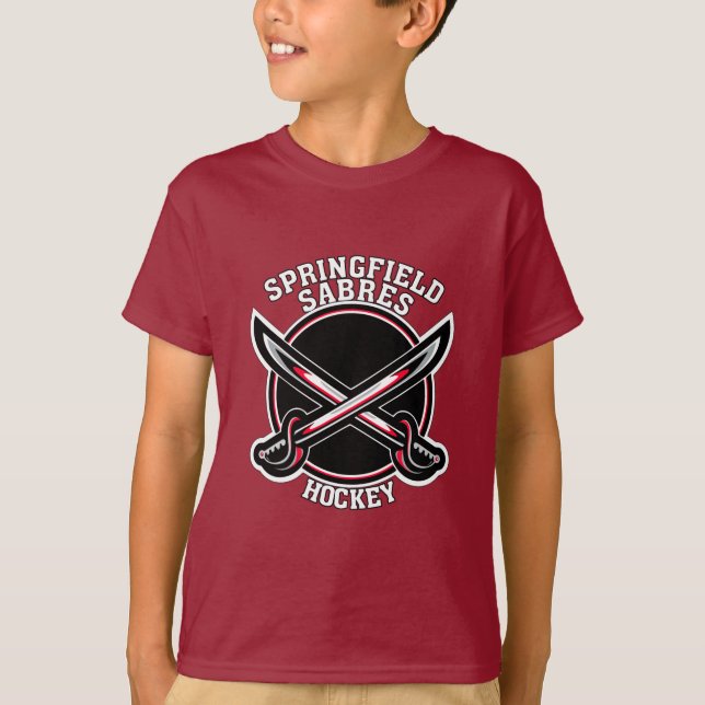 Kids Red Springfield Sabers T-Shirt (Frente)