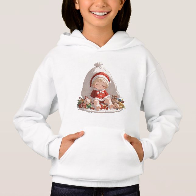 Kids Santa Christmas Pullover Hoodie (Frente)