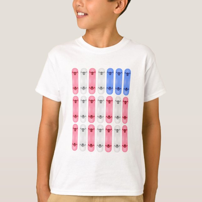 Kids Skateboard American Flag T-shirt (Frente)