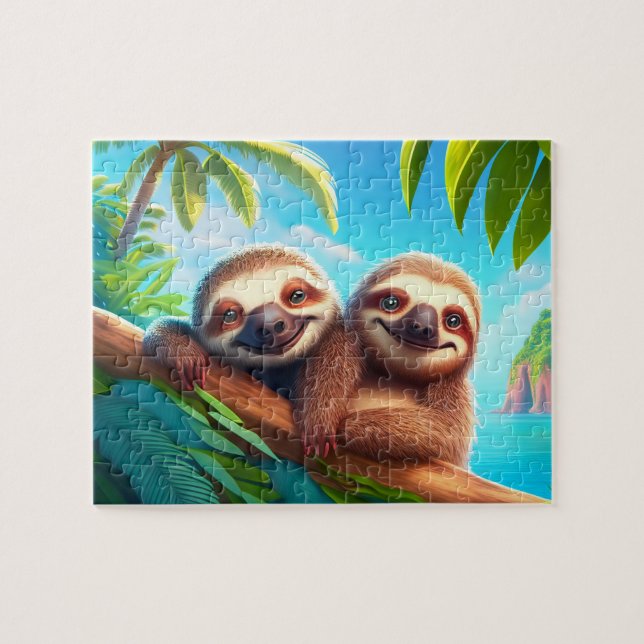 Kids Sloths Jigsen Quebra-cabeça - Tropical (Horizontal)