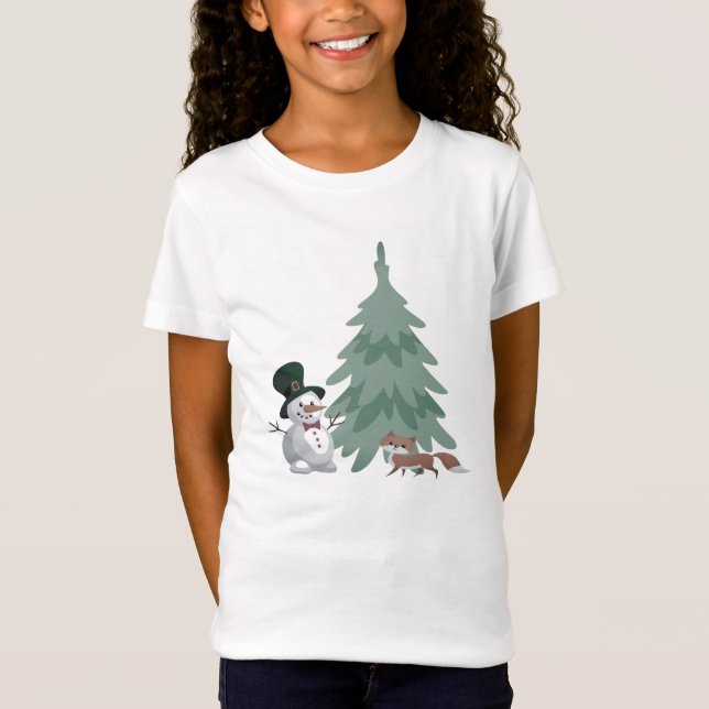 Kids Snowman - Camisa de Natal - Wonderland de inv (Frente)