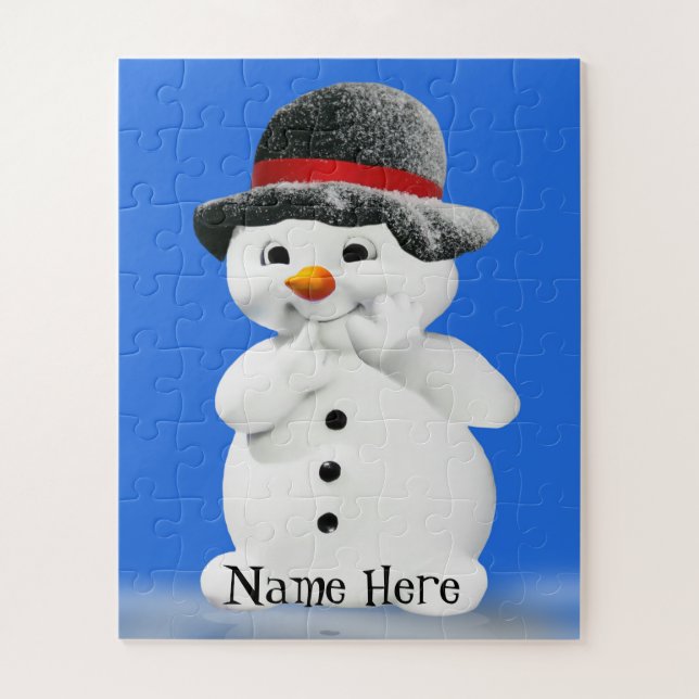 Kids Snowman Quebra-cabeça com Nome Personalizado (Vertical)