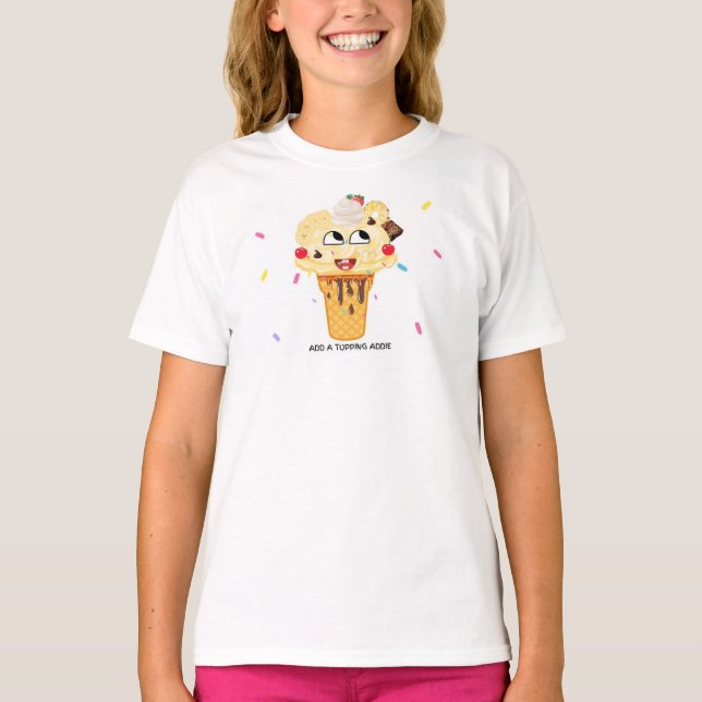 Kids t-shirt Add A Topping Addie Creamy Dreamies (Frente)