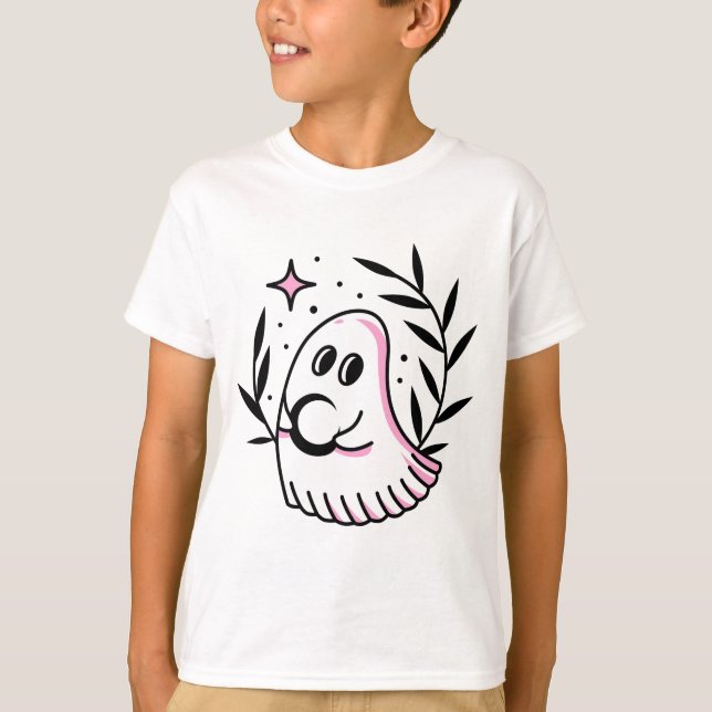 Kids T-Shirt com logotipo rosa e preto (Frente)
