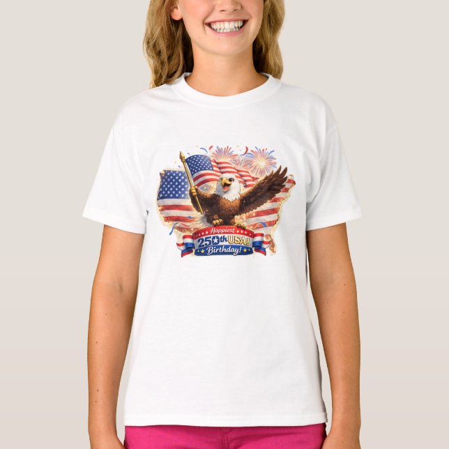 kids t-shirt Happiest 250th Birthday USA! (Frente)