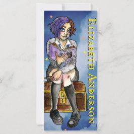 Kids Witen Girl Cartoon Watercolor Bookmark