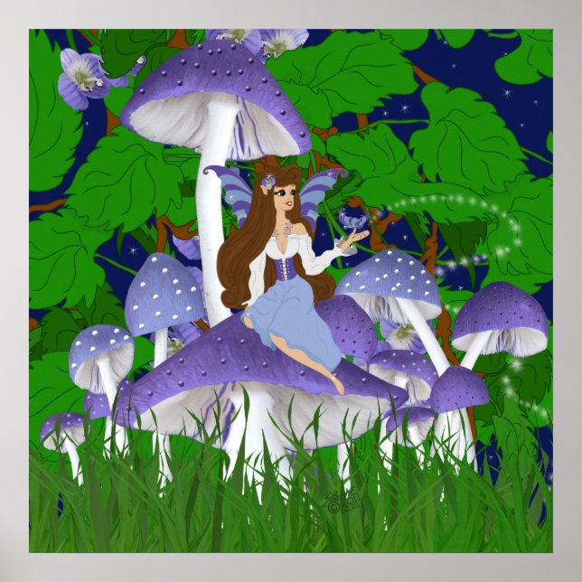Kimaria Faery sobre Cogumelos com Impressão de bor (Frente)