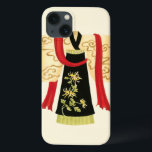 Kimono japonês tradicional com Impressão floral<br><div class="desc">Nancy Slocum criou esta charmosa impressão de um tradicional Kimono japonês com uma faixa vermelha profunda. O fundo do quimono é preto com um adorável impressão floral. Dê isto como presente,  ou compre-o para si mesmo!</div>