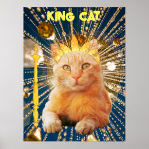 King Cat Engraçado Poster Pet Vets & Animal Groomô