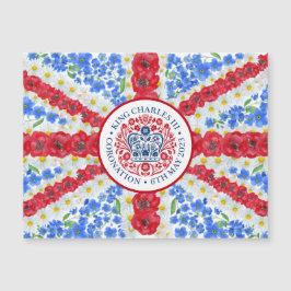 King Charles III Coronation Floral UK Flag Magneto