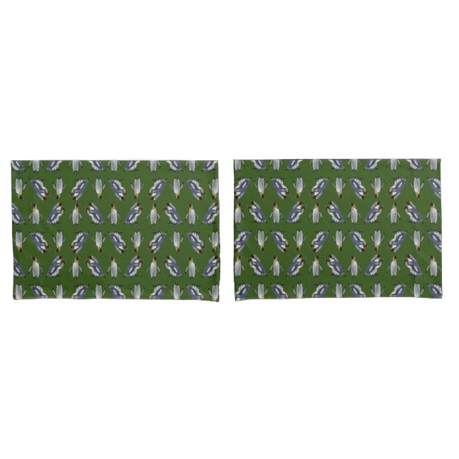 King Penguin Frenzy fronhas (Verde Escuro/Claro) (Frente - conjunto)