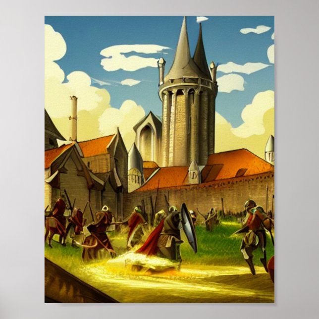 Kingdom Barracks Fantasy Digital Art Poster (Frente)