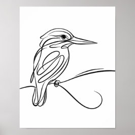 Kingfisher Line Art Irish River Poster