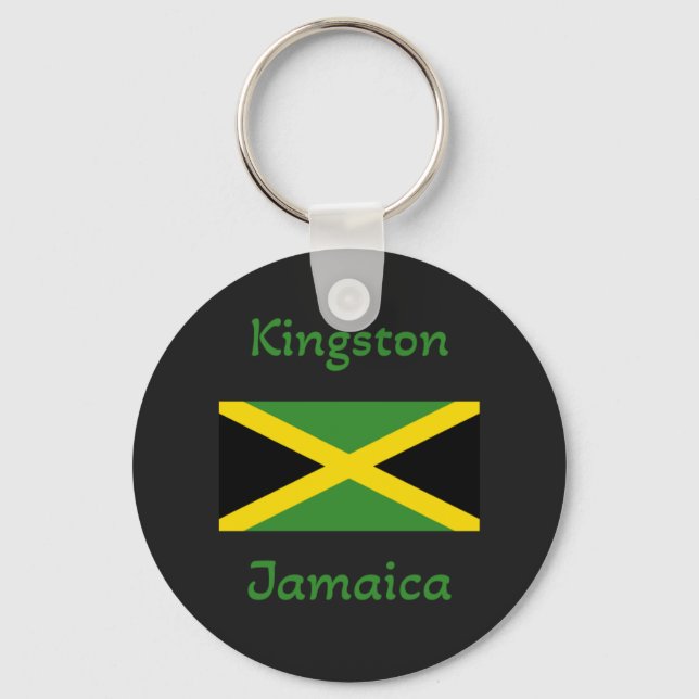 Kingston Jamaica - Chaveiro de bandeira jamaicana (Frente)