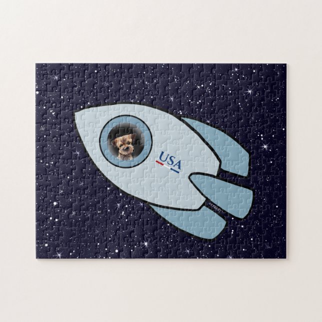 KiniArt Border Terrier Rocket Dog Quebra-cabeça (Horizontal)