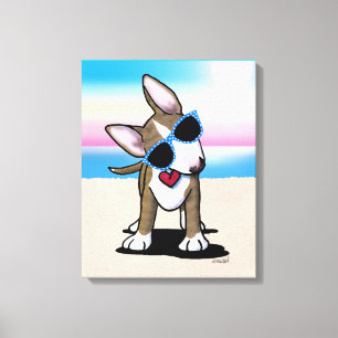 KiniArt Brindle Bull Terrier Dog Prin de Canvas de