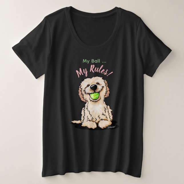 KiniArt Goldendoodle MY BALL T-Shirt (Frente do Design)