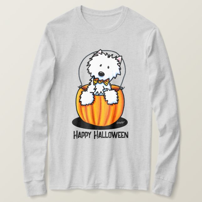 KiniArt Halloween Westie Terrier T-Shirt (Frente do Design)