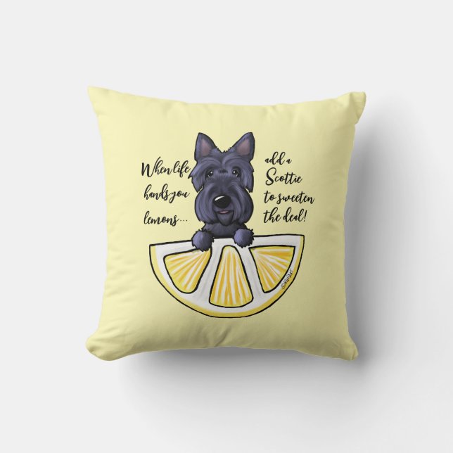 KiniArt Scottie Life Lemons Almofada de Acabamento (Frente)