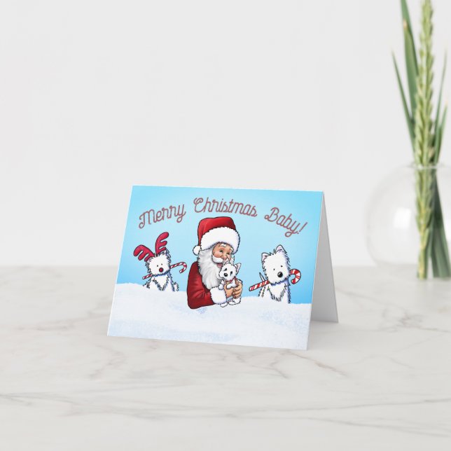 KiniArt Westie e Notas de Natal de Papai Noel (Frente)