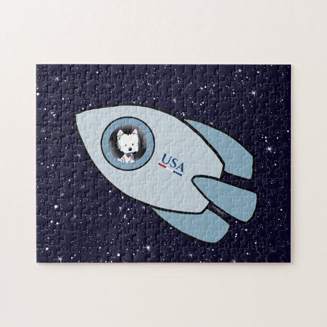 KiniArt Westie Rocket Dog Quebra-cabeça (Horizontal)