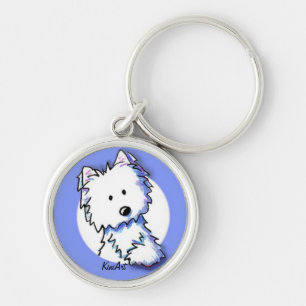 KiniArt Westie sobre Chaveiro azul