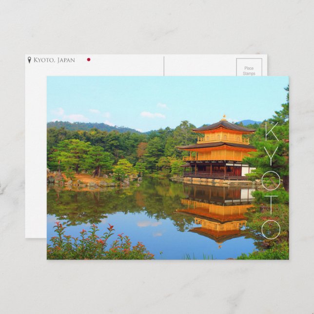 Kinkaku-ji, Quioto, cartão postal do Japão (Frente/Verso)