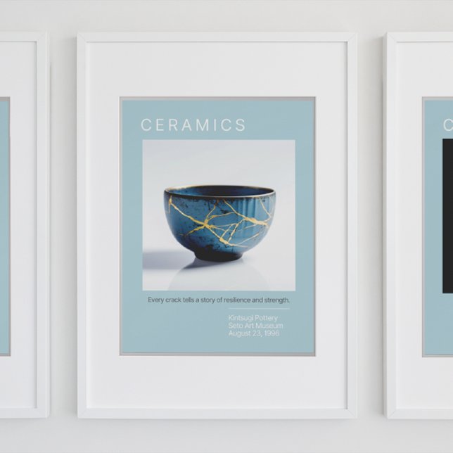 Kintsugi Pottery Poster Series | Azul macio (Criador carregado)