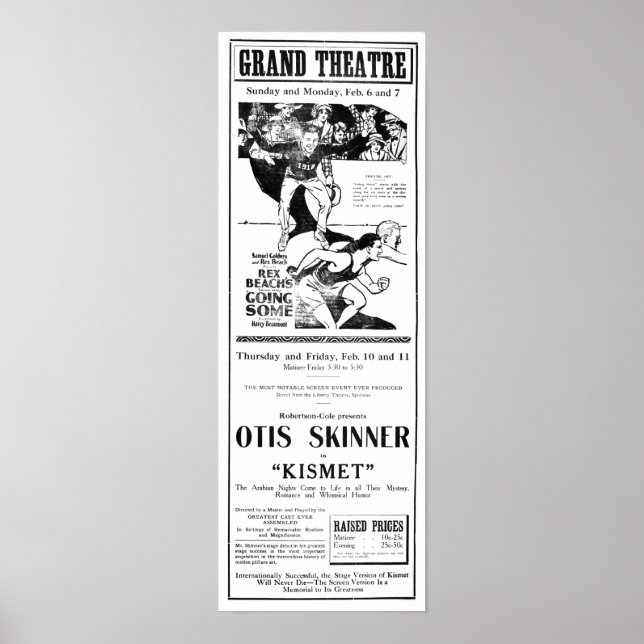 "Kismet" 1921, jornal vintage e poster (Frente)