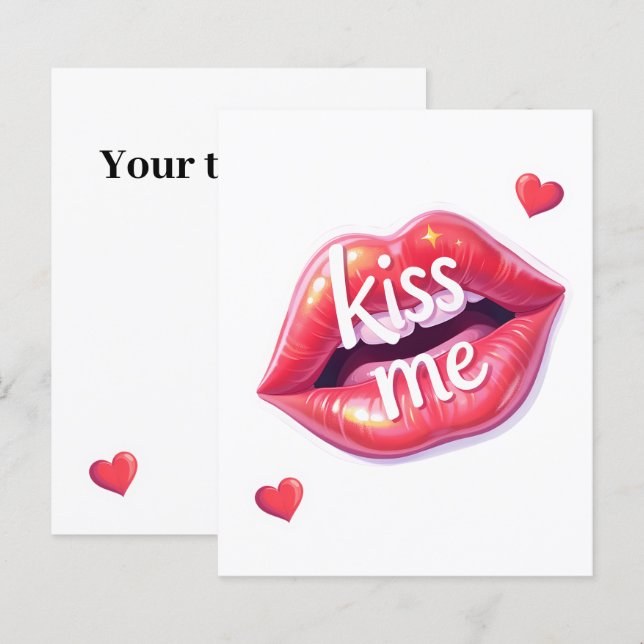 Kiss Me Glossy Red Lips Art Illustration (Frente/Verso)