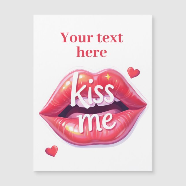 Kiss Me Glossy Red Lips Art Illustration (Frente)