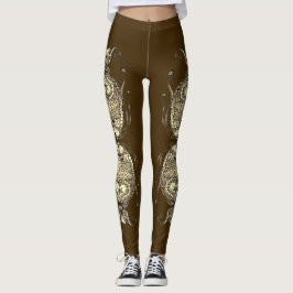 Kissing Fish Art Cocoa Sepia Leggings