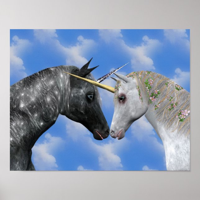 Kissing Unicorns Fantasy Poster (Frente)