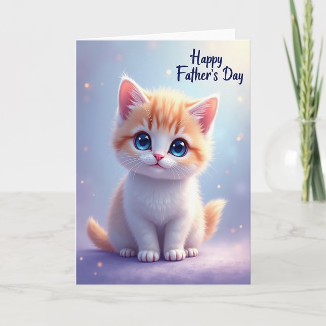 Kit de Cartão de Gatinho com Listras do Dia dos Pa (Frente)