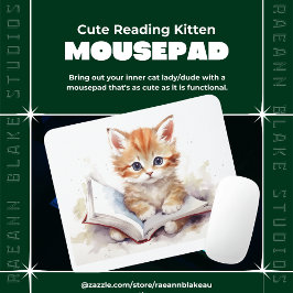 Kit de Leitura de Gatinho Fofo Mousepad