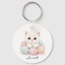 Kit de Tricô Personalizado Porta-chaves Gatinho