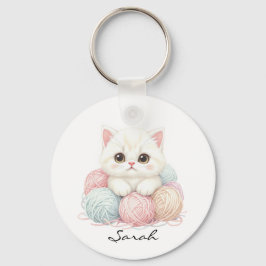 Kit de Tricô Personalizado Porta-chaves Gatinho