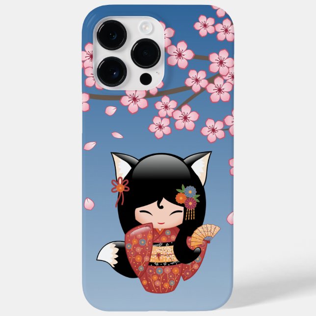 Kitsune Kokeshi Doll - Rapariga Negra Fox Geisha (Verso)