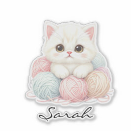 Kitten de Tricô Personalizado Adesivo