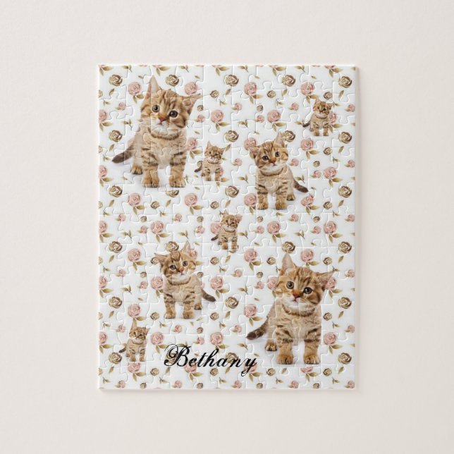 Kitten Floral Jigsera Quebra-cabeça (Vertical)