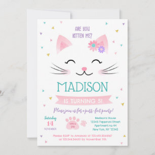Kitten Kitten Convite de Aniversário para Menina