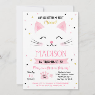 Kitten Kitten Convite de Aniversário para Menina